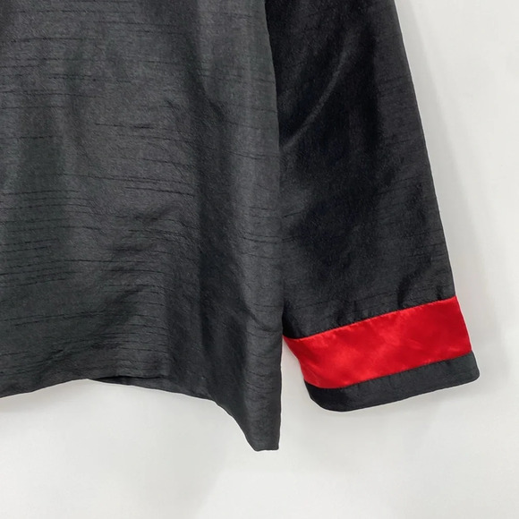 Samantha's Style Shoppe Shirt Jacket Womens Sz Large Black Red Embroidered Asian - Picture 8 of 12